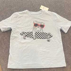 GAP Kids Bulldog Tee with Red Sunglasses - Light Gray